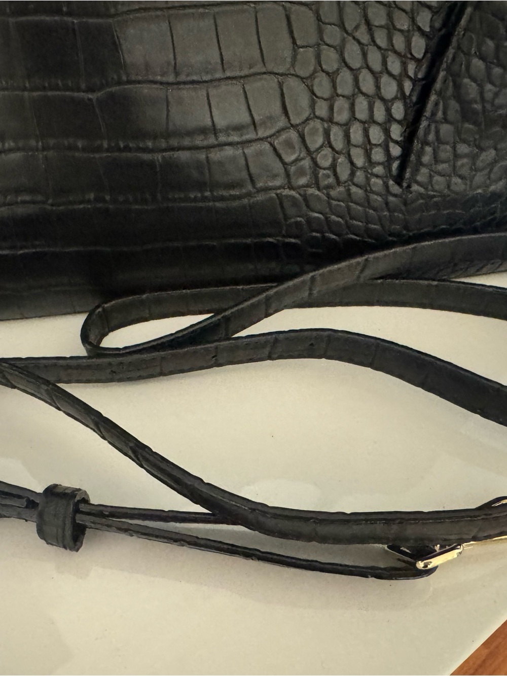 Black Croc-Embossed Tote Bag - Picture 2 of 5